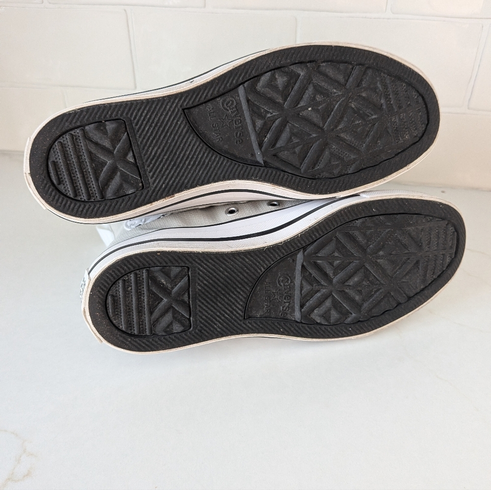 Converse High-Top Leather Sneakers in Gray and White - Picture 3 of 5